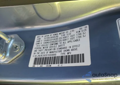 2007 Honda Cr-V Lx z USA, uszkodzony, nr VIN JHLRE38357C004968